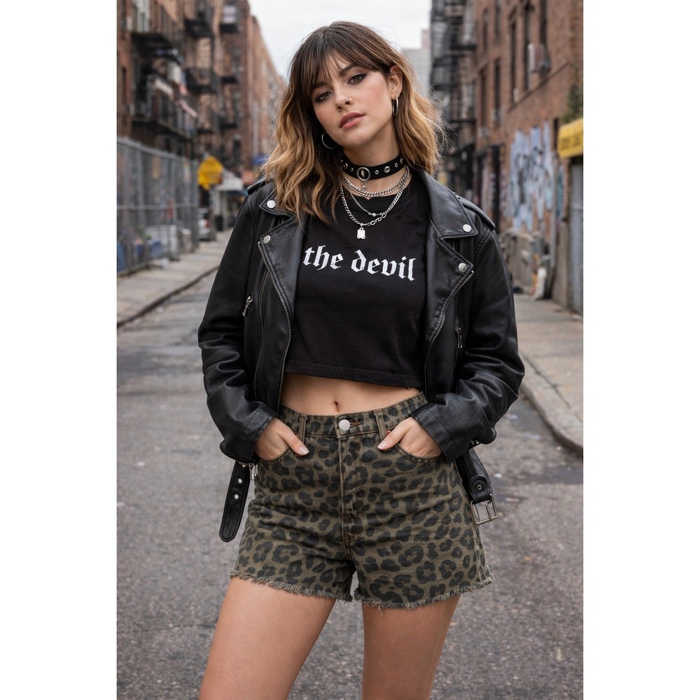 Dazy Leopard/Cheetah Print Shorts Women M High Waisted Denim Indie Grunge Punk